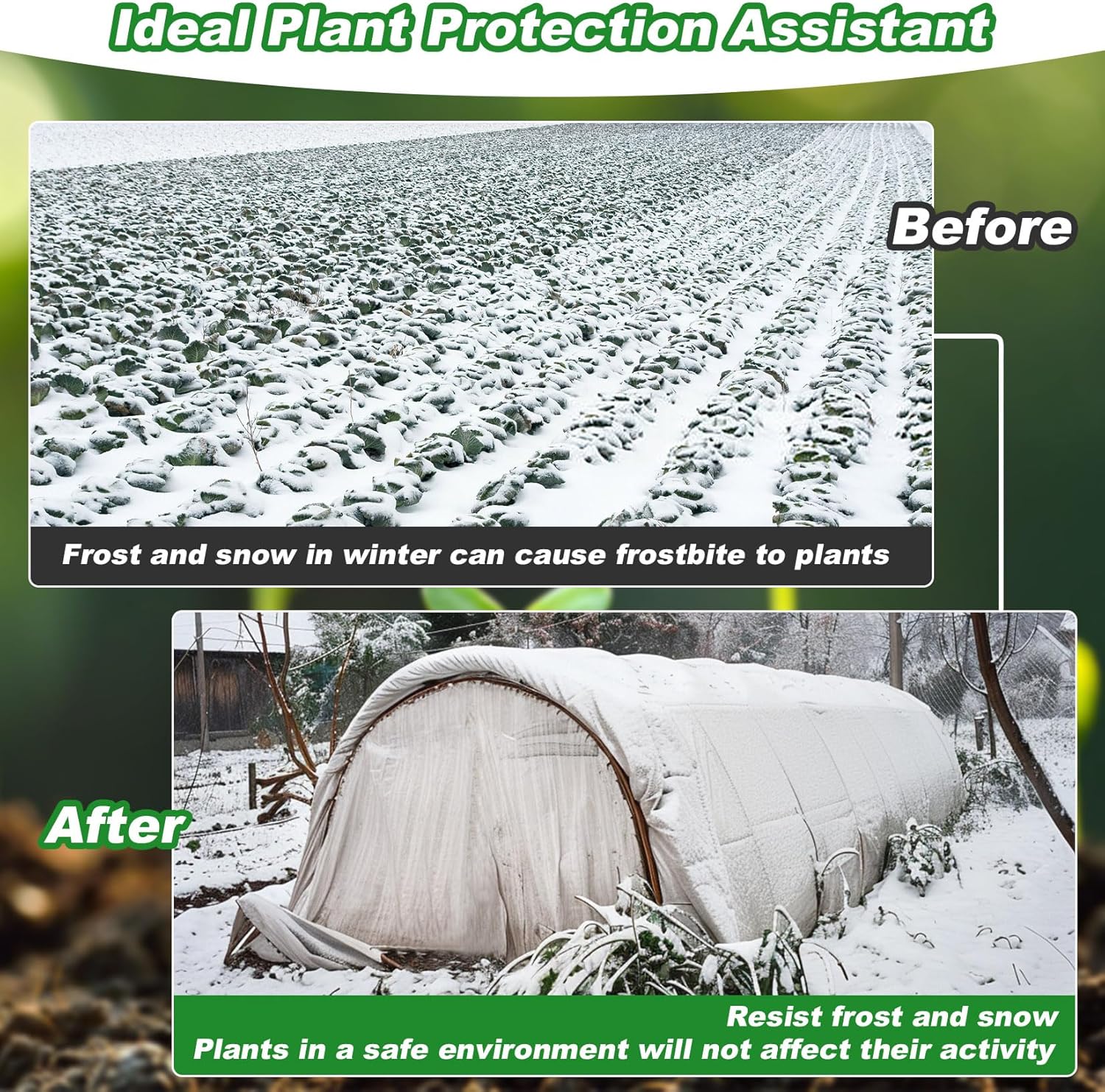 MAQIHAN Plant Cover - 6.5 ft x 13 ft Plant Covers Freeze Protection, Non-Woven Winter Freeze Protection, Reusable Floating Row Frost Blankets for Outdoor Garden, Frost Cloth for Cold Weather Snow
